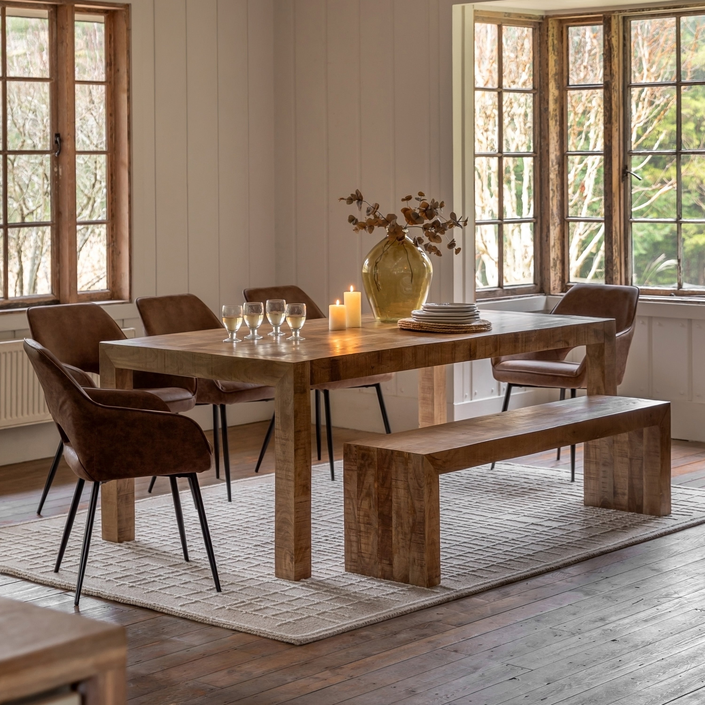 Eldora Natural Mango Wood Dining Bench